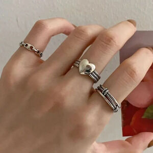 Minimalist 925 Sterling Silver Dainty Minimalist Heart Link Knot Twist Ring